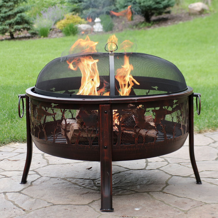 Millwood Pines Devan 25'' H x 34'' W Steel Wood Burning Outdoor Fire